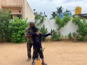 Archery Student Practice at RISHS International School , Chennai