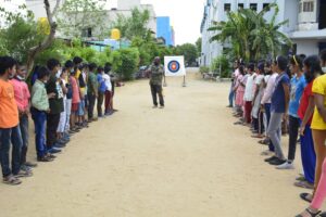 Arrow Trainer Instructing Students about Archer1 at RISHS International School, Chennai