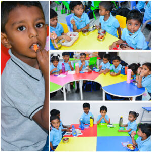 KG Kids Lunch Time at RISHS International CBSE School Mangadu