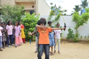 Kids learning archery training1 at RISHS International School