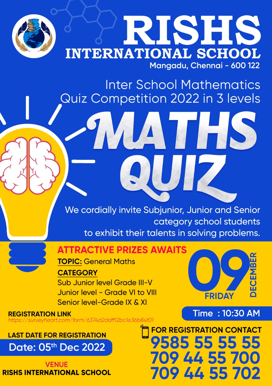 Maths Quiz at RISHS International CBSE School Mangadu