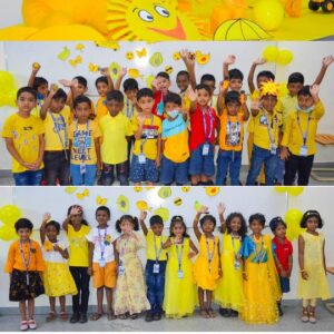 Pre-Kg students celebrate at the Yellow Day Celebration at RISHS.