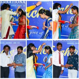 Student Welcoming Staffs3- Teachers Day Celebration at RISHS International School, Chennai