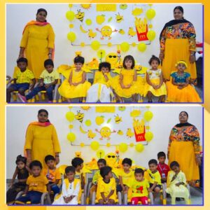 Teachers and Students wore yellow dresses at the Yellow Day Celebration at RISHS.