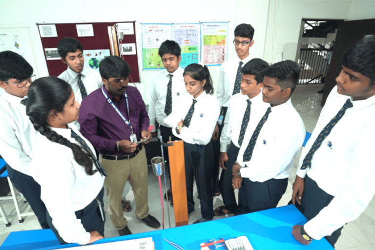 Students at Physics Lab in RISHS International CBSE School Mangadu