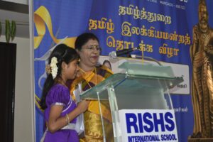 Student and teacher speech honouring for tamizh mandram - RISHS International School