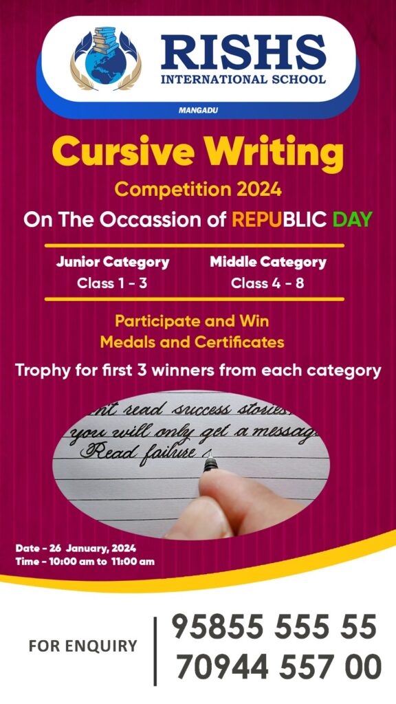 Competition Cursive Cursive Writing Competition 2024 - RISHS
